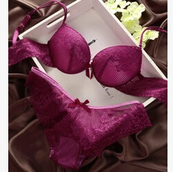 sexy bra set Hot sales Fashion fashion lace sexy thin deep V-neck push up underwear hot-selling vintage solid color bra set bra and knicker sets Bra & Brief Sets