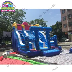 Надувные слайд оживленный замок для детей прыжки детская горка Бесплатная Air Воздуходувы надувные слайд весело город детская Детские