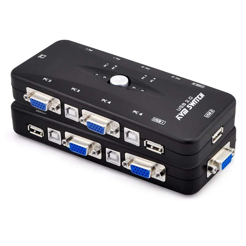 Printer USB VGA KVM Switch with 4 Cables 4 Port Selector Switcher for 4PC Sharing One Video Monitor and 3 USB Devices Mouse Scanner Keyboard Printer USB VGA KVM Switch with 4 Cables 4 Port Selector Switcher for 4PC Sharing One Video Monitor and 3 USB Devices Mouse Scanner Keyboard