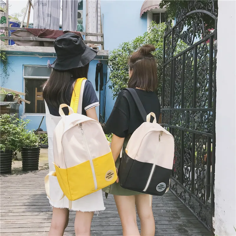 

Ulzzang Contrast Color Men Women Laptop Backpack Schoolbag Canvas Backpack Travel Casual Street Teenage Girl Backpacks Harajuku