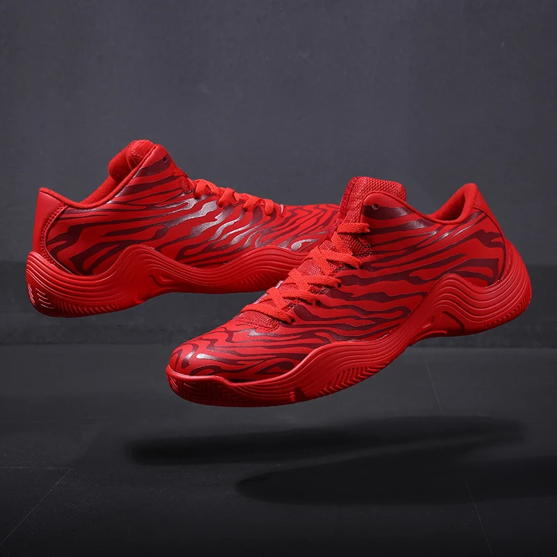 

2019 new tide men's basketball shoes men's sports running shoes shock absorber boots large size red sneakers