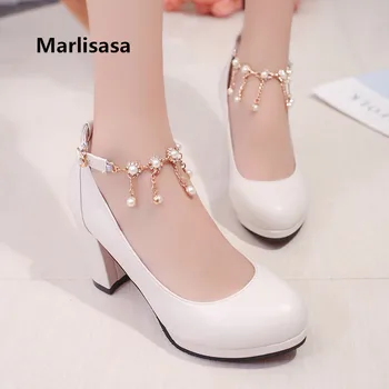 

Marlisasa Mujer Tacones Altos Women Sweet Comfortable Pearl High Heel Shoes Lady Casual White Sexy Party High Heel Pumps F3114