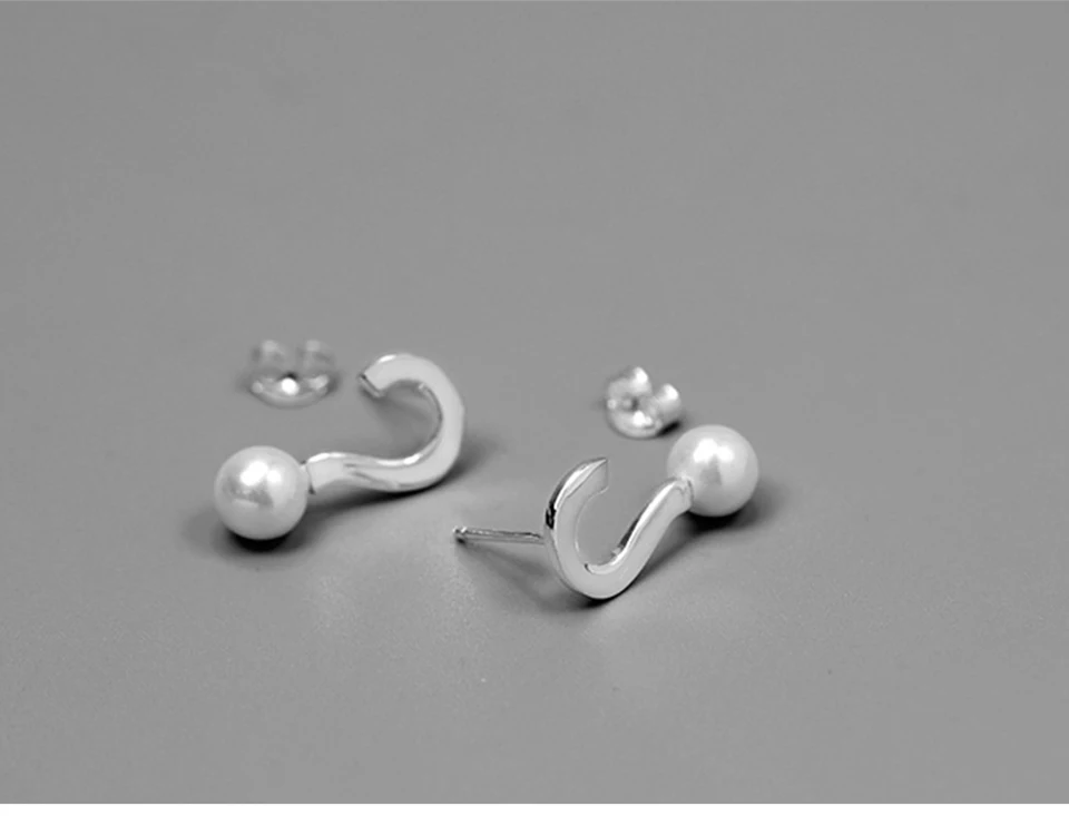 Muduh Collection Real 925 Sterling Silver Handmade Designer Fine Jewelry Cute Question Mark Design Drop Earrings for Women Brincos