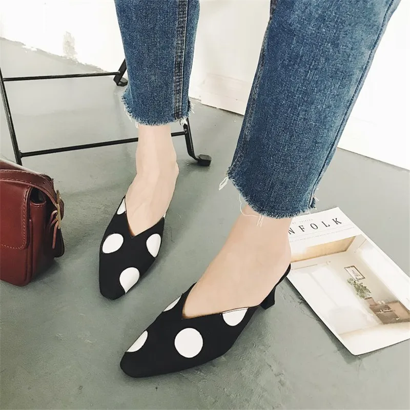 ladies polka dot slippers