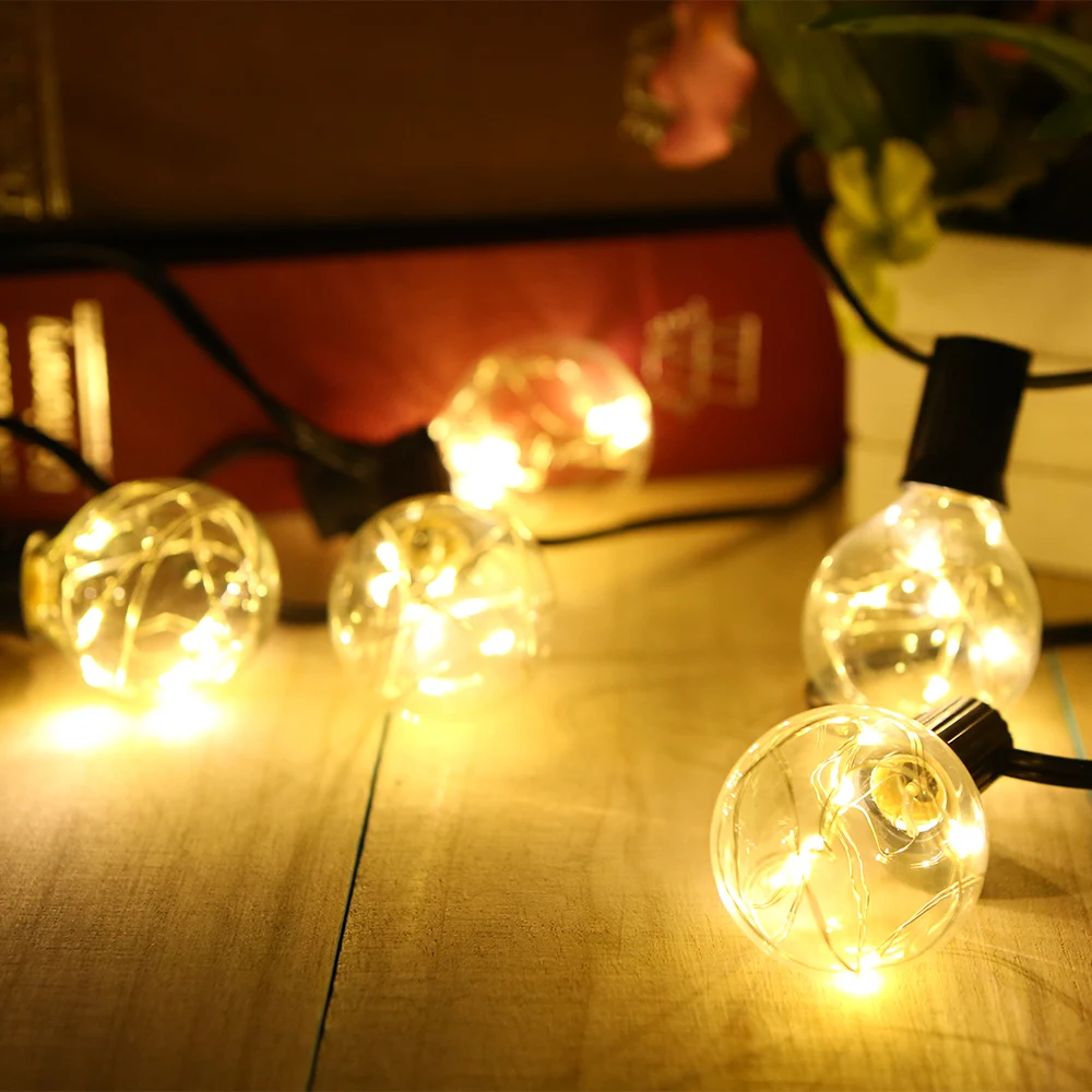 

12 LED G40 String Light Warm White AC100-240V 1.2W 12Feet E12 Bulb Base Home Party Decoration Christmas LED String Lights