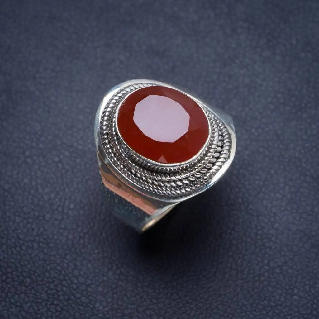 

Natural Carnelian Handmade Unique 925 Sterling Silver Ring 8 Y3975