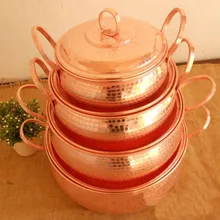 Чистая медь кастрюля тушеный паровой суп фиолетовый глубокая кастрюля Пароварка ручной работы