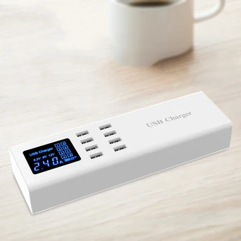 

Thbelieve 8 USB Hub Charging Station EU/UK/US Plug Mobile Phone Chargers 8 USB Multiple Desktop Chargers Power Adapter LED Show