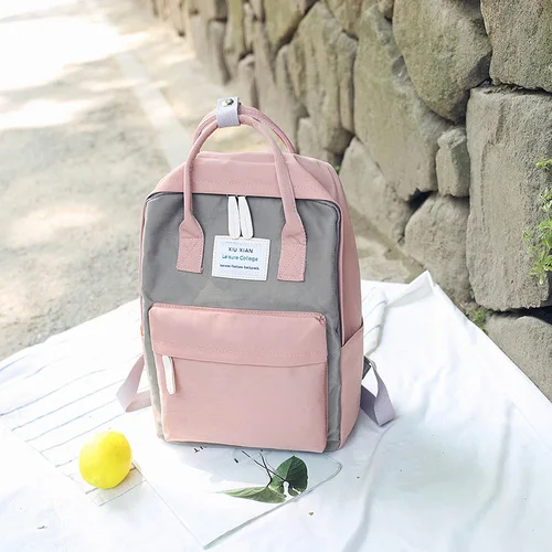 Женский рюкзак для колледжа, школьный рюкзак для подростков, Холщовый женский рюкзак 15 дюймов, рюкзак для ноутбука - Цвет: greypink