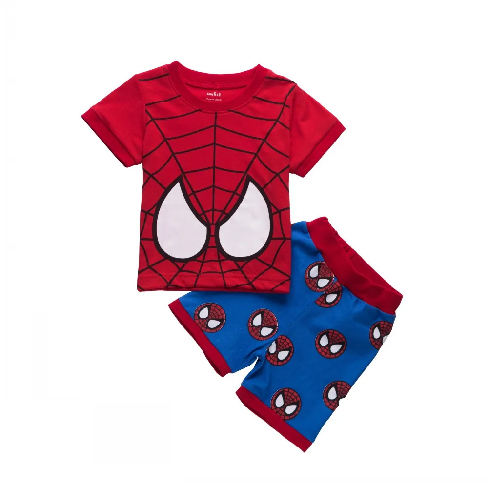 

Toddler Baby Boys Spiderman Short Sleeve Shirt And Shorts Children Sets Kids Summer Outfits Clothes Sets New Age 1-7 Years