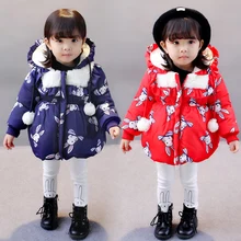 Female baby cotton coat winter girls cotton clothes plus velvet quilted children thick cotton jacket baby girl children autumn children girls baby cute ears quilted cotton baby clothes winter girl coat clothing fashion hot sale warm boy jacket
