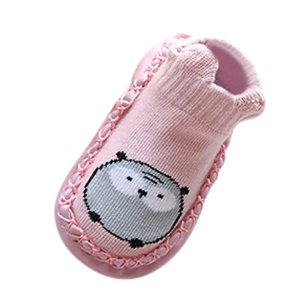 Мультфильмы для новорожденных; нескользящие носки для маленьких мальчиков и девочек с животными; Тапочки