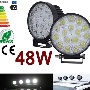 

Kaigelin 4PCS Round Car Spotlight 48W 12V 4800LM 16*3W IP67 LED Car Light Bar Spot Lamp For Boating Truck SUV Outdoor Lighting