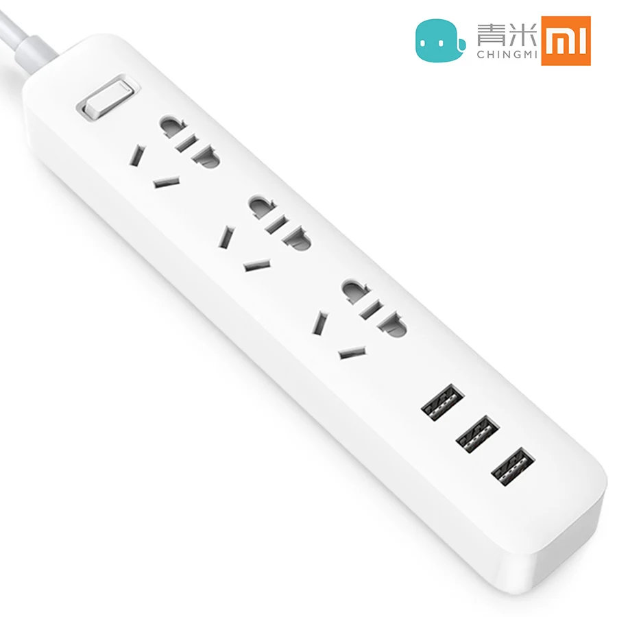 Xiaomi QingMi зарядка ЕС силовая полоса стабилизатор напряжения 3 выхода 2500 Вт и USB 2.1A