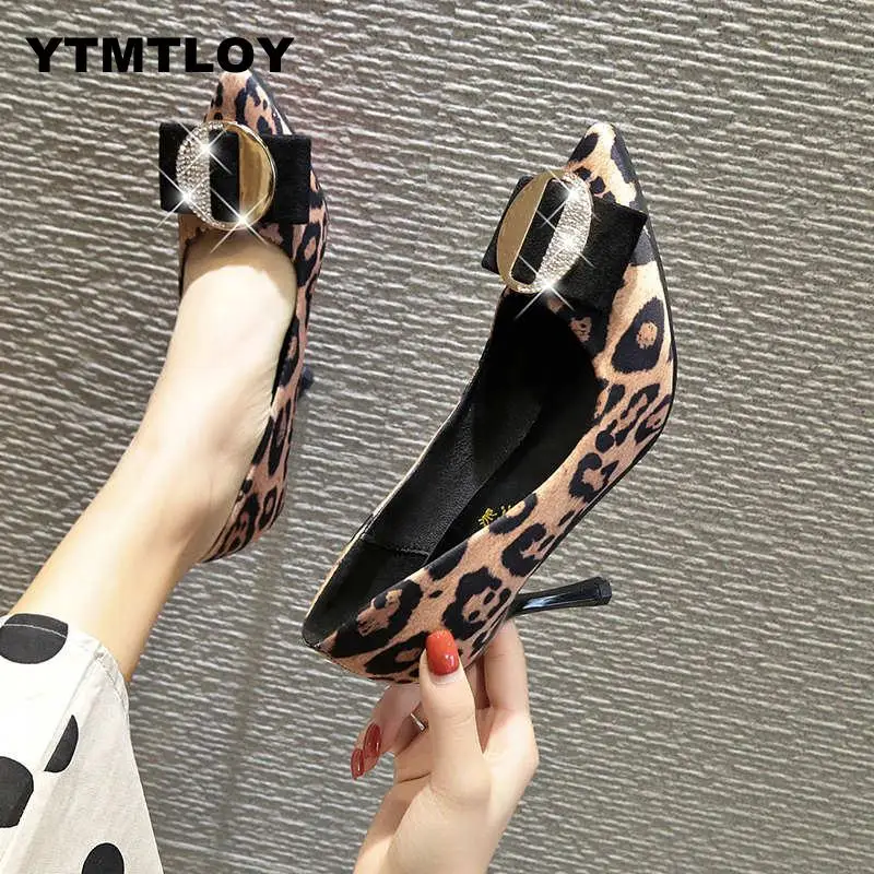 

New Women Pumps Summer Fashion Sexy Pointed Toe Wedding Party High Heeled Shoes Woman Sandals Zapatos Mujer Leopard Buckle