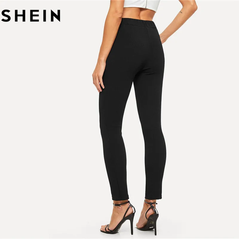 Женские узкие брюки SHEIN с эластичной резинкой на талии, Осенние, офисные, элегантные, узкие, вертикальные