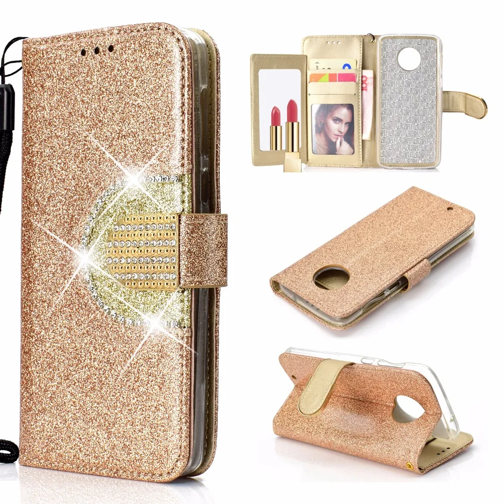

100pcs/lot Free shipping Powder splicing Mirror leather newest cover for Motorola Moto G6 G6 plus 2018 G6 play E4 E5 plus case