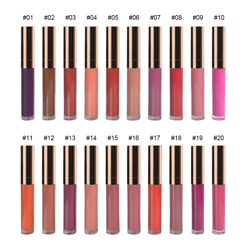 

Waterproof Matte Lip Gloss No Logo makeup lip gloss lipstick 20 colors matte liquid lipgloss Cosmetic Lip Gloss Lip Sticks 50pcs