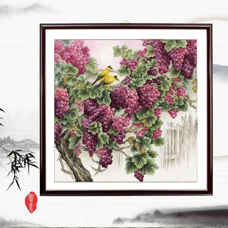 

DIY Needlework Set 100% Printed Unfinished Cross Stitch Sets Full Embroidery Kits, grapes