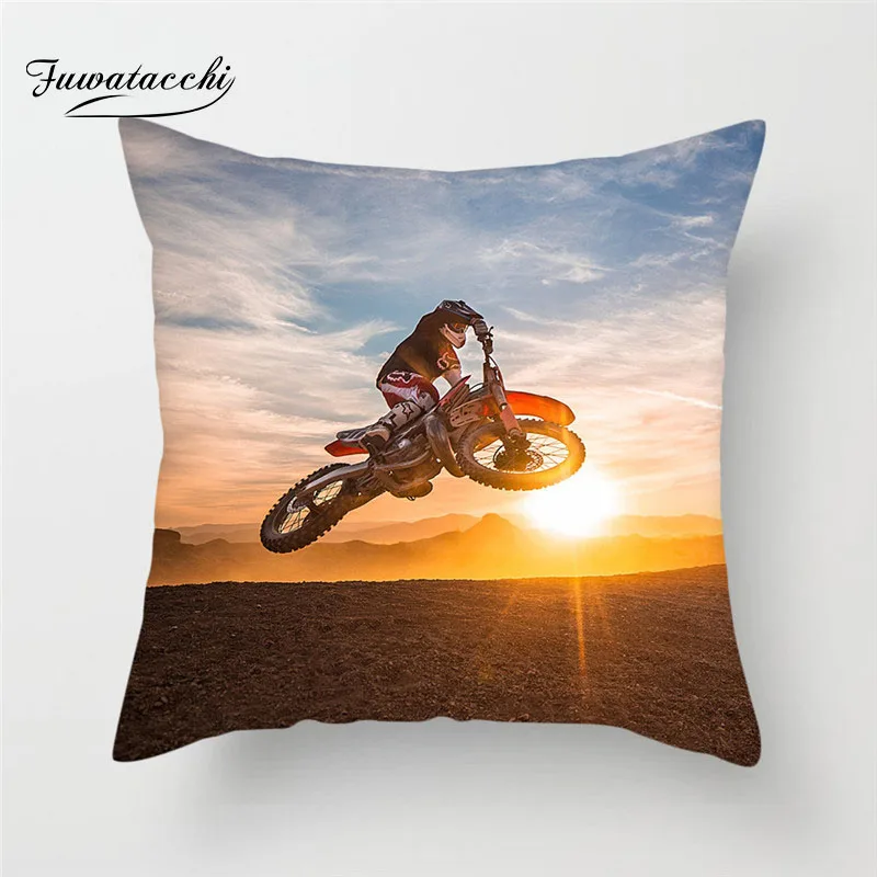 

Fuwatacchi Motorcycle Cushion Cover Cycling Throw Pillow Cover Square Linen Pillow Case Decoration Pillowcase for Decor Sofa