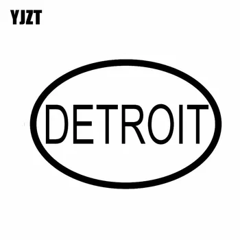 

YJZT 14.8CM*10CM CAR STICKER VINYL DECAL DETROIT CITY COUNTRY CODE OVAL Black Silver C10-01314