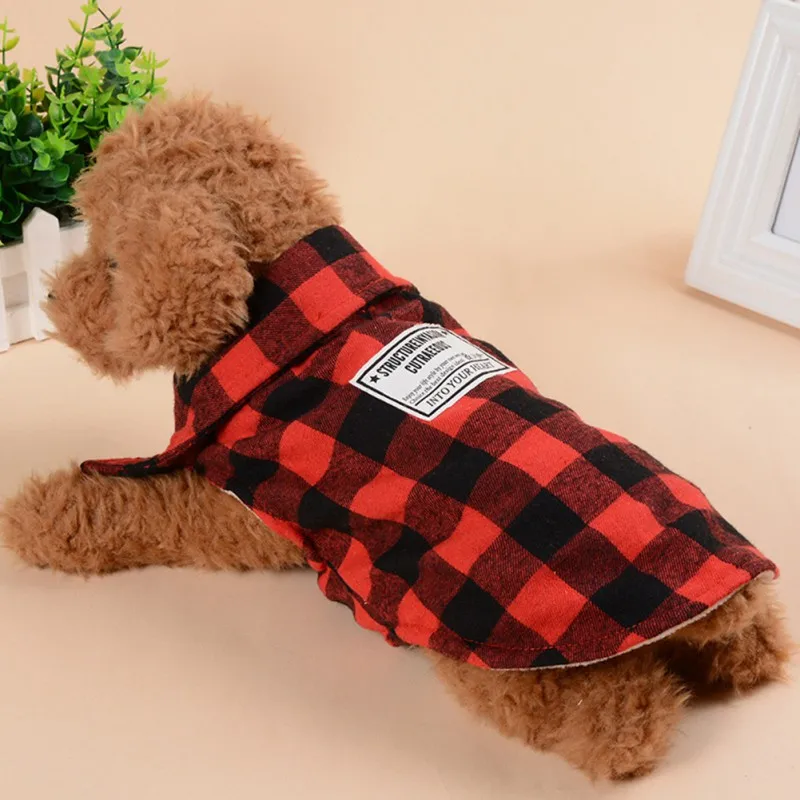 Plaid Pattern Winter Warm Dog Coat Cotton jackets small dog clothesin
