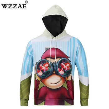 

2018 New Design 3d Print Funny Telescope girl fashion brand Hooide men Hip Hop Pullover M-3XL casual Sweatshirt men