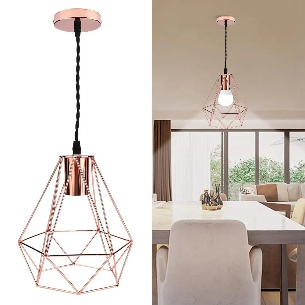 

Modern Wrought Iron E27 LED Celing Light Chandelier Rose Golden Nordic Restaurant Simple Retro Industrial Bar Lamp Lighting Tool