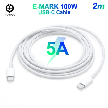 

USB C TO USB C Cable 2m USB 5A E-MARK PD100W fast charging Applicable for MacBook iPad PD 30W 45W 61W 65W 87W 96W power adapter