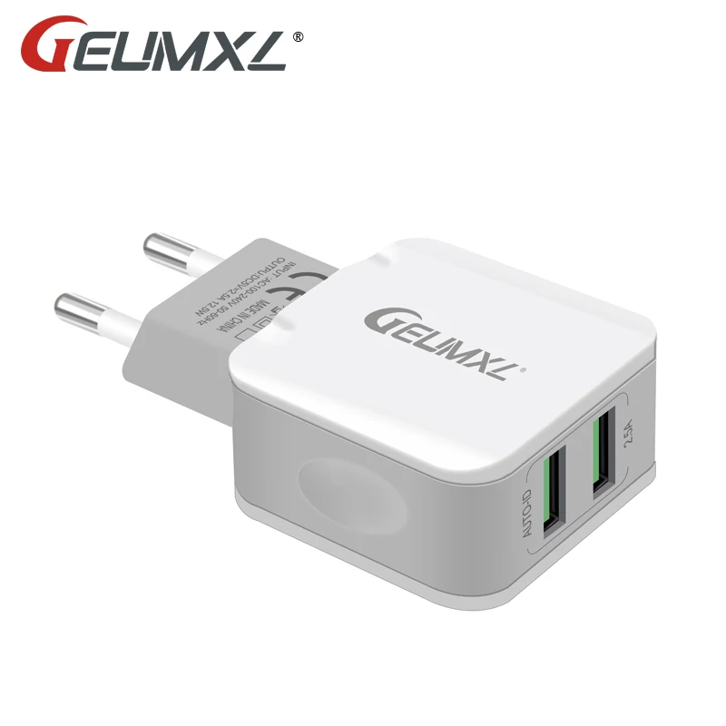 

GEUMXL Fast Charging Wall Charger 2.5A Dual USB Ports EU Plug Cellphone Charger for iphone 7/6 ipad Samsung Xiaomi Huawei