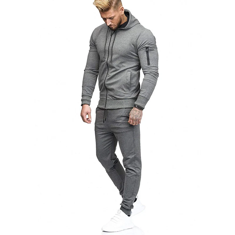 Men Sport TrackSuit Slim Men Zipper Long Sleeve Slim Hip Hop Male Clothing Casual Sweatshirt Jacket+Pant Sets 2 pieces set male