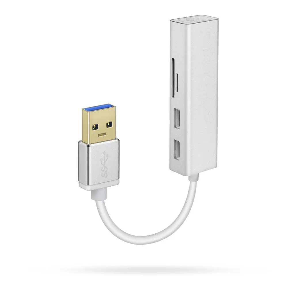 Док-станция USB Leadzoe USB разветвитель с 2 портами(стандарт 3,0 Порты и разъёмы и SD/устройство для считывания с tf-карт и RJ45 10 100 1000 Gigabit Ethernet сетевой адаптер конвертер