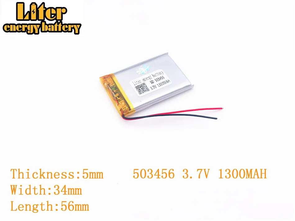 

Liter energy battery 3.7V 1300mAh 503456 plug Lithium Polymer Rechargeable Battery For MP3 MP4 MP5 Lithium polymer battery