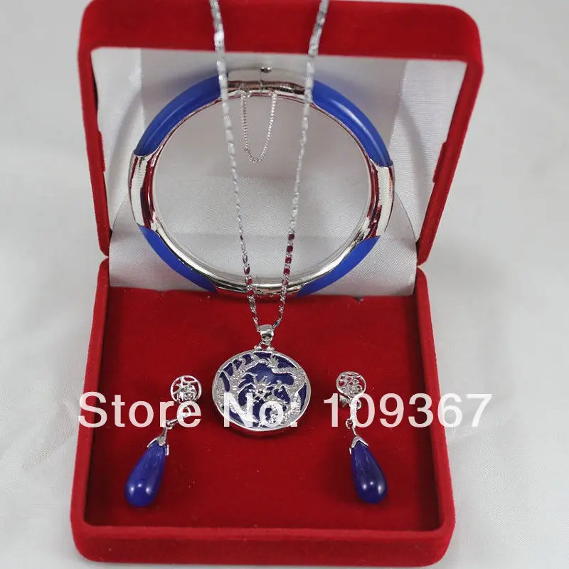

purple stone silver optional Pendant Necklace Bracelet Earring jewelry Set silver Jewellery Sets Free Shiping 925 silver