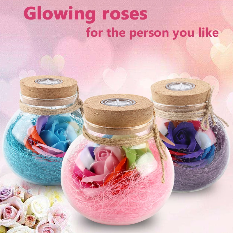 

LED Bulb 13Color Changing Dimmer Lamp Rose Flower Bottle Light with Remote Control Night Light For Mom Lady Girl Birthday Gift