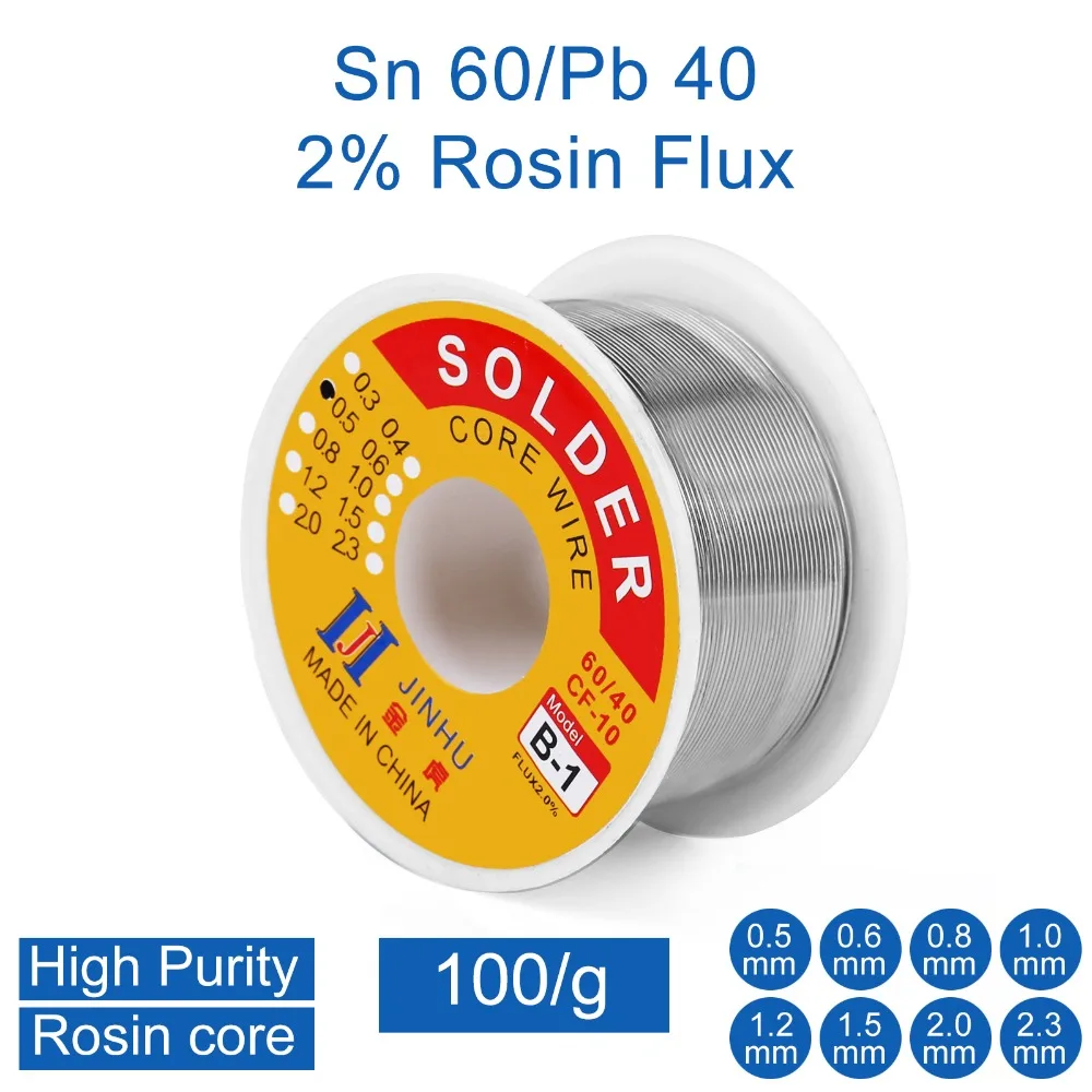 100 г припой 60/40 оловянный свинец 0,3 мм 0,4 мм 0,5 мм 0,6 мм 0,8 мм 1,0 мм канифоль сердечник для электрического ремонта, IC ремонт