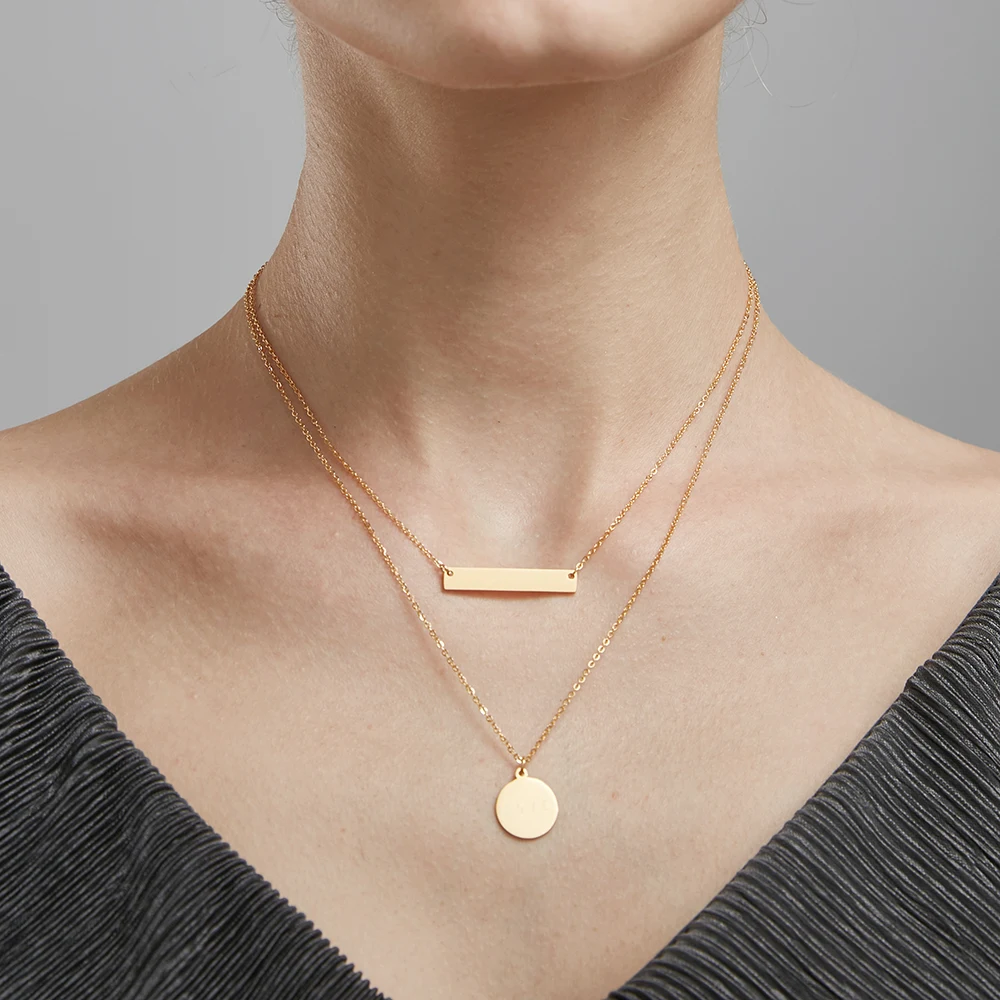 Enfashion Personalized Engrave Custom Name Necklace Gold