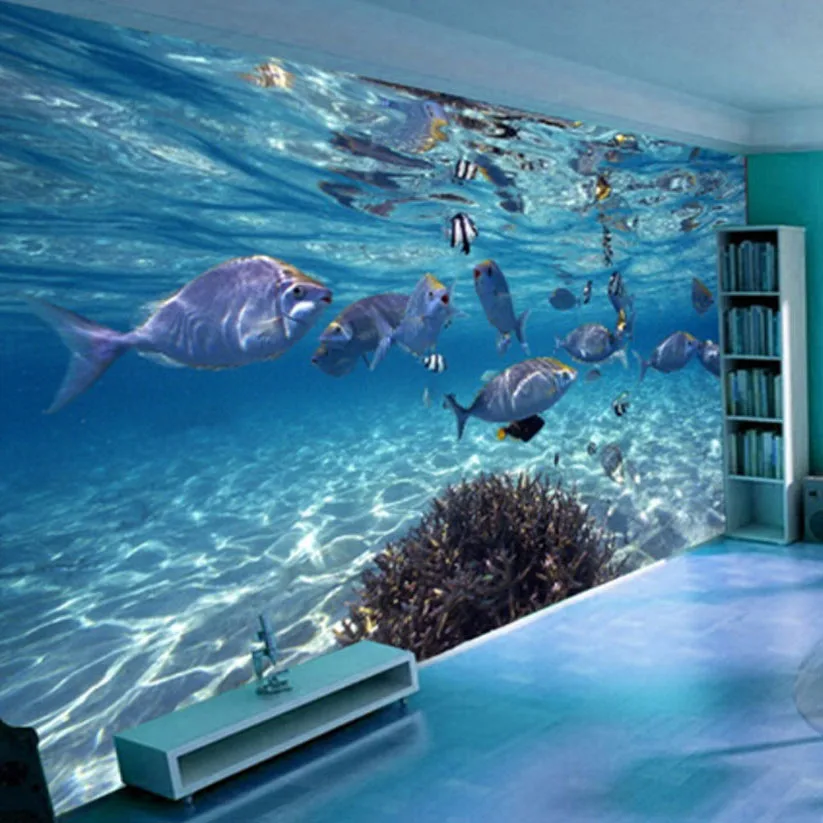 3D Wallpaper Cartoon Creative Submarine World Marine Life Mural Kids Bedroom Aquarium Living Room Backdrop Wall Paper Home Decor