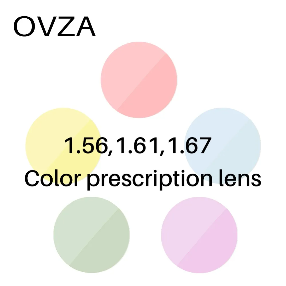 

OVZA Color Prescription Lens CR-39 Resin Dyeing Lens Myopia Optical Tinted Lenses Anti-UV 1.56,1.61,1.67