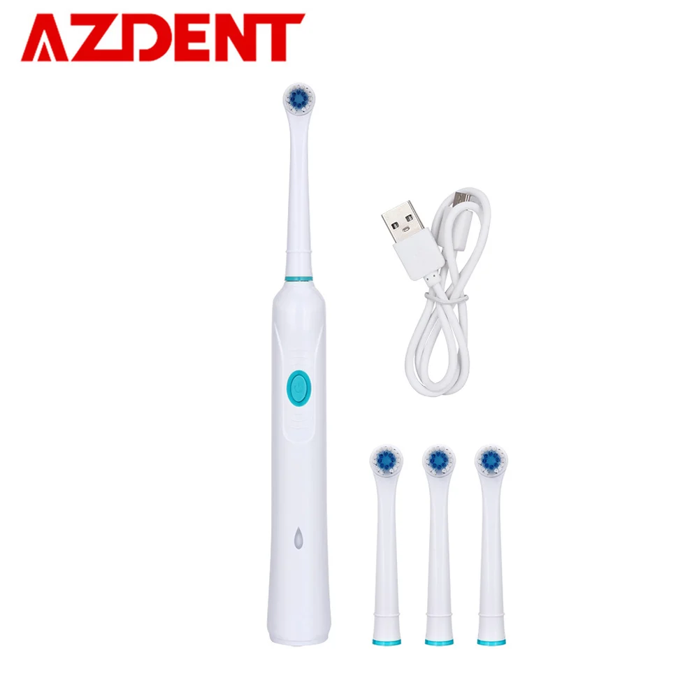 AZDENT 3 Modes Rotating Electric Toothbrush USB Charger Rechargeable Tooth Brush Deep Cleaning