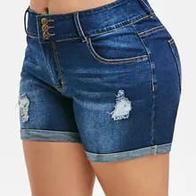 Wipalo размера плюс, высокая талия, рваные джинсовые шорты, высокая талия, летние женские прямые шорты на молнии, модные шорты