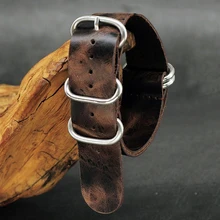 Onthelevel первый слой коровья кожа натовский ремешок зулу ремешок для часов 18 мм 20 мм 22 мм 24 мм Ретро ремешок для часов с серебряными кольцами пряжка# E