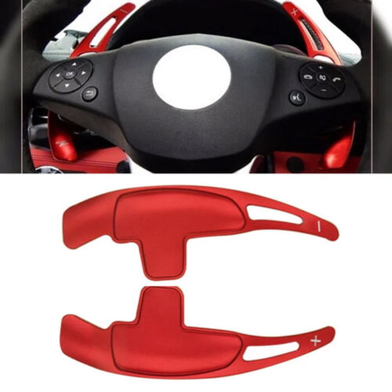 

pcmos New Red Car Steering Wheel Shift Paddle For Benz AMG/C63/A45/CLA45/S63/G W204 Interior Accessories Interior Mouldings 2Pcs