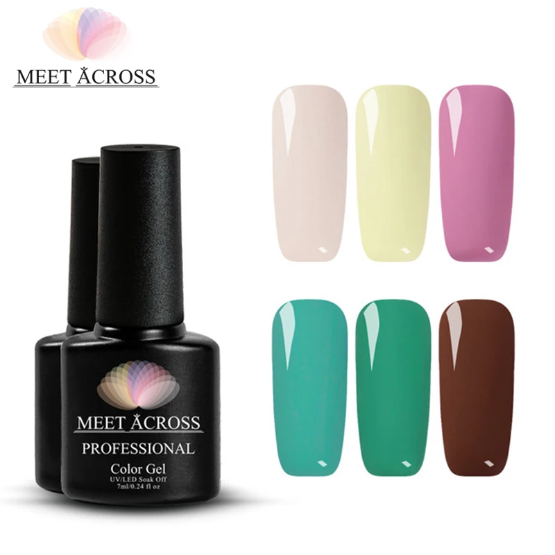 

MEET ACROSS 6 Bottles Gel Nail Polish 7ML Long Lasting Nail Gel UV LED Lamp Soak Off Varnish DIY Manicure Nail Gel Lacquer