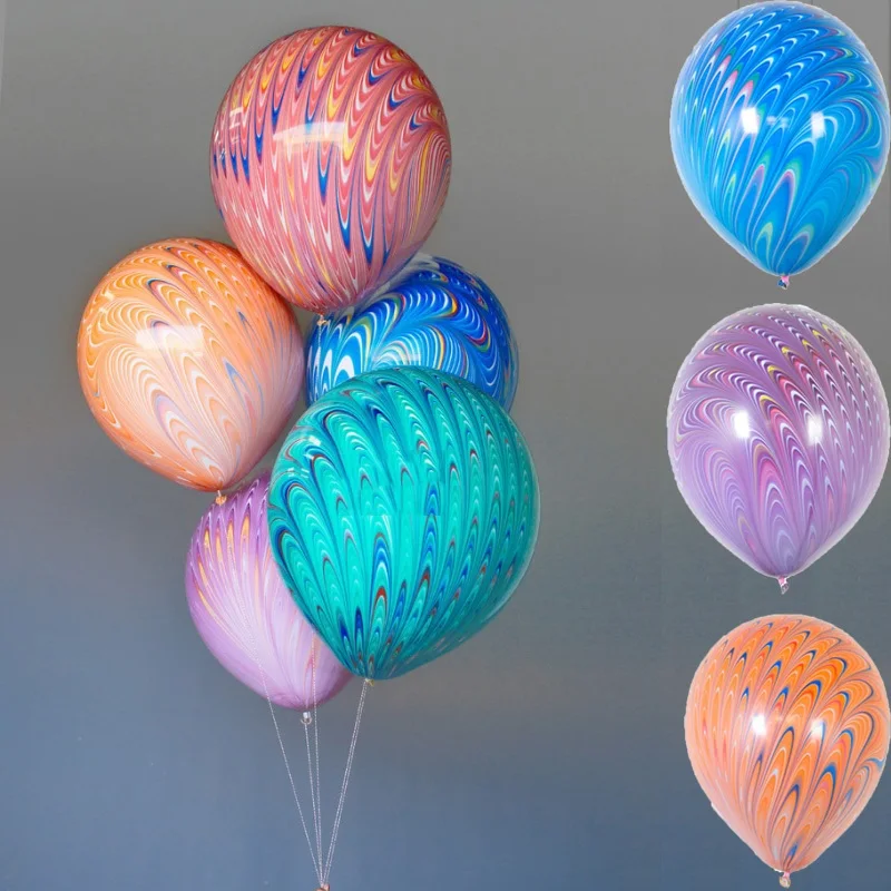 Большой 18 дюймовый воздушный шар в виде павлина из латекса, красочные мраморные вечерние принадлежности, узор в виде хвоста павлина для украшения свадьбы, дня рождения, Balony