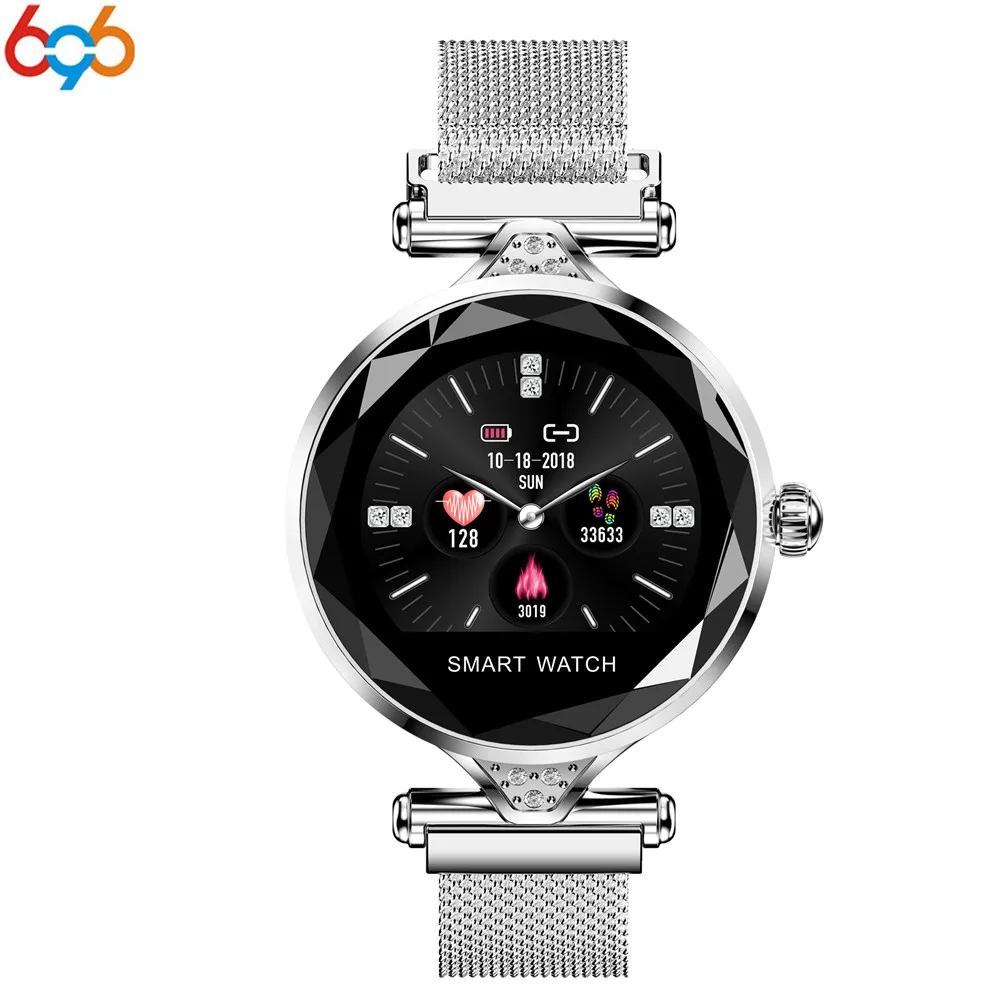 

696 Women Fashion Bracelet H1 Heart Rate Monitor Wristband Fitness Tracker Diamond Flower Color Screen Smart Band Watch Android