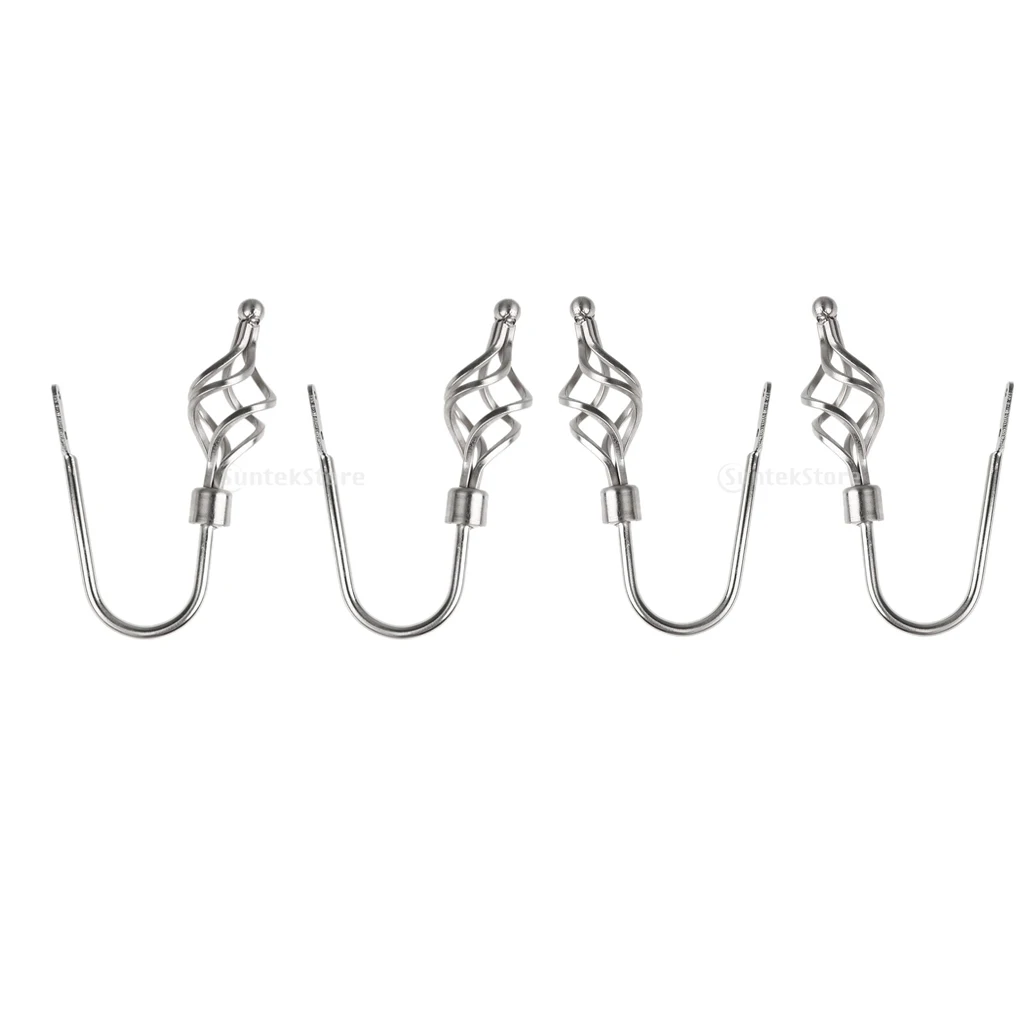 4 Pieces Metal Curtain Hooks Window Drapery Tieback Holdback Hanger Silver