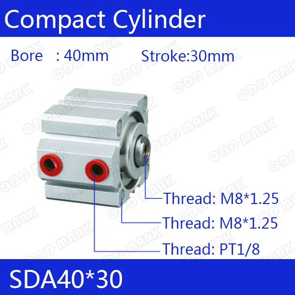 

SDA40*30 Free shipping 40mm Bore 30mm Stroke Compact Air Cylinders SDA40X30 Dual Action Air Pneumatic Cylinder