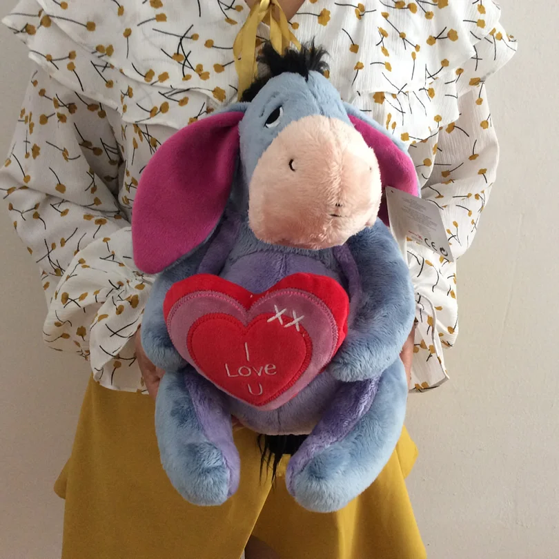 Игрушка плюшевая Eeyore на осле сидячая Мягкая кукла с удержанием сердца 28 см