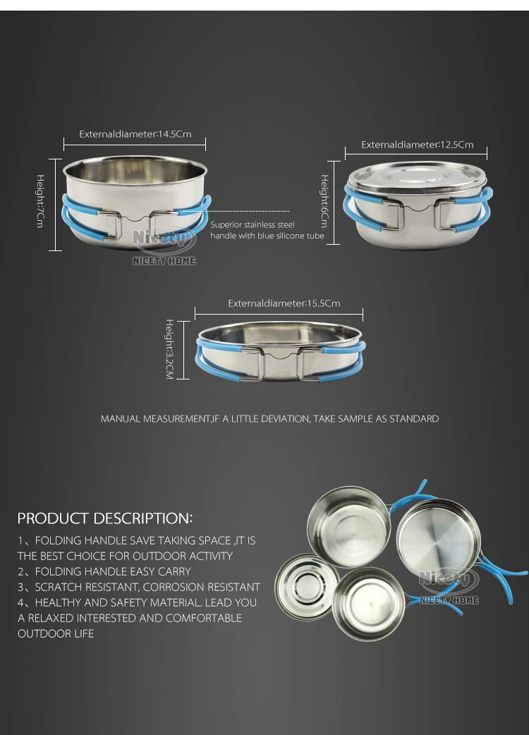 VILEAD нержавеющая сталь кемпинг горшок портативный складной Открытый поставки кастрюль силиконовые ручки набор для пикника дикий осел